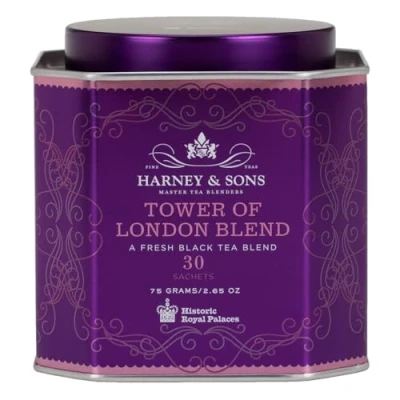 Abbildung von Harney &amp; Sons London Tower Mix Klassische Tee Mischung Frische, wunderbar erfrischende Schwarzteemischung 2,65 Unzen, 30 Umschläge
