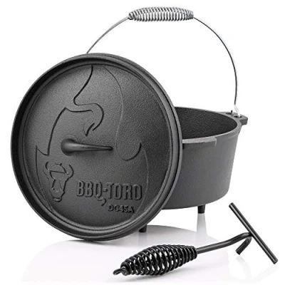 Abbildung von BBQ Toro Grilltopf Dutch Oven DO45A, 3,1 L Alpha Gusseisen Kochtopf, Gusstopf, (3 tlg)