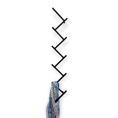 Abbildung von DanDiBo Wandgarderobe Garderobe mit 10 Haken Garderobenhaken Schwarz Kleiderständer 80 cm, auch als Handtuchhalter geeignet