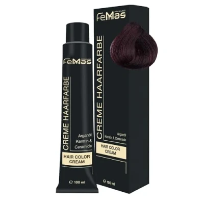 Abbildung von FemMas Haarfarbe Dunkelbraun Rot 3.6 I Professionelle Creme mit Arganöl, Keratin &amp; Ceramiden Als dauerhafte Haarfärbung oder Tönung für strahlende, haltbare Farbergebnisse 100 ml