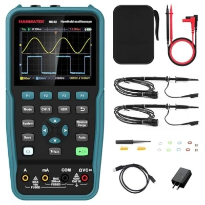 Abbildung von Digitales Oszilloskop,HANMATEK Handheld Digitaloszilloskop HO52 50Mhz Bandbreite, 2 Kanal in 1 Oszilloskop und Multimeter Mini