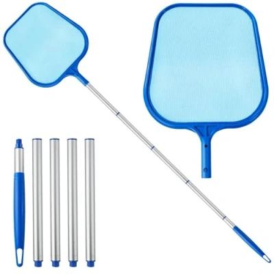 Abbildung von Pool Kescher, Upgrade Skimmer 66 163cm Lang Teichkescher Poolkescher Poolreinigung Feinmaschig mit Teleskopstange für Pools, Teiche, Spa, Whirlpools (5 Polabschnitte)