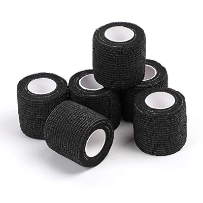 Abbildung von STIGMA 6 Stück Einweg Tattoo Griffband Grip Cover Wrap Elastisches selbstklebendes Bandagenband für den Maschine Schwarz (2 &quot;x 5 Yards) TC622