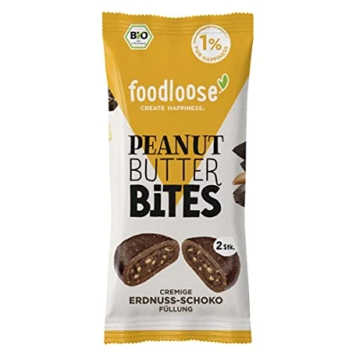 Abbildung von foodloose Bio Peanut Butter Bites Erdnuss Schoko Leckerer Snack aus Datteln mit cremiger Füllung Vegan, Bio, glutenfrei &amp; ohne raffinierten Zucker