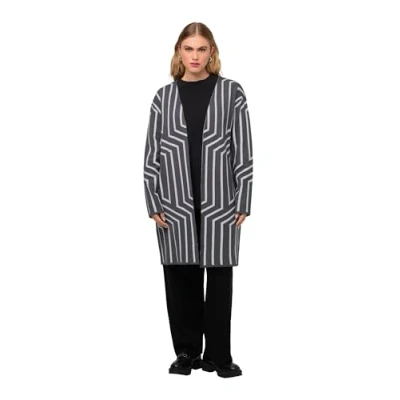 Abbildung von Ulla Popken Strickjacke, Damen, Größe: 58/60, Middengrijs melange