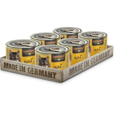 Abbildung von LEONARDO Katzen Nassfutter Superior Selection, Huhn mit Spinat, 6x200g Dose, für ausgewachsene Katzen, getreidefrei, ohne Zucker, Made in Germany