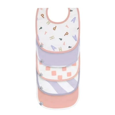 Abbildung von LÄSSIG Baby Kleinkind Lätzchen Set (5 St.) Klettverschluss Baumwolle wasserdicht/Value Pack Bib Happy Fruits peach pastel lilac