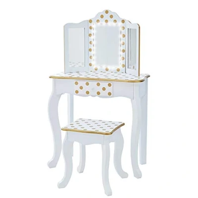 Abbildung von Fantasy Fields Gisele Kinder Schminktisch/Waschtisch Mit Lichtern Weiß/Gold TD 11670ML