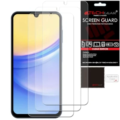 Abbildung von TECHGEAR Displayschutzfolien, kompatibel mit Samsung Galaxy A15 5G / A15, transparent, 3 Stück