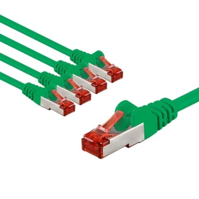 Abbildung von goobay 66012 CAT6 Netzwerkkabel im 5er Set/Patchkabel geschirmt S/FTP/CU Ethernet Kabel, PiMF, LSZH/Cat 6 Kabel mit 10Gbits / Grün 5x 5m
