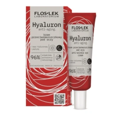 Abbildung von Floslek HYALURON Anti Falten Augencreme Aging Augenpflege Befeuchtung und Straffung der Haut Reduzierung dunkler Augenringe 30 ml