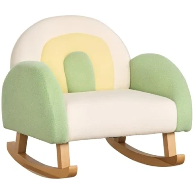 Abbildung von HOMCOM Sessel Schaukelstuhl Kindermöbel Kinderstuhl Lammfellimitat Grau (Kindersessel, 1 St., Kindercouch für Kinder 1,5 3 Jahre), 50B x 45T 44H cm