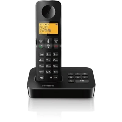 Abbildung von PHILIPS Festnetztelefon D2651B/01 Single Schnurloses Telefon mit Anrufbeantworter 1&#039;6 Zoll Display Telefonbuch Rufnummernerkennung Kurzwahltasten große Reichweite Schwarz