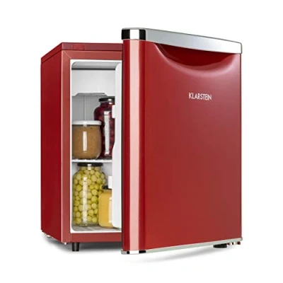 Abbildung von Klarstein Yummy Kühlschrank, mit Gefrierfach, Kühlmittel: R600a, 41 dB, 1 x Gitterboden, inkl. Tropfschale, 47 L, Gefrierfach: 3 Liter, Kühlschrank: 44 rot