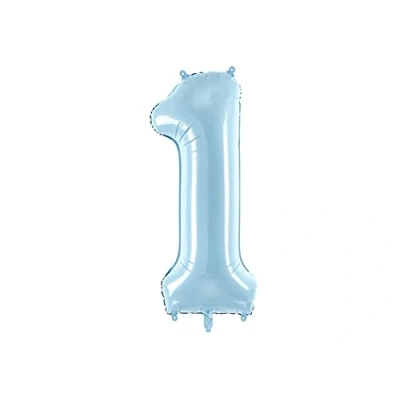 Abbildung von PartyDeco Folienballon 1. Geburtstag Pastell Nummer &quot;1&quot; in Hellblau Größe ca. 86 CM Hel Deko Party Jubiläum