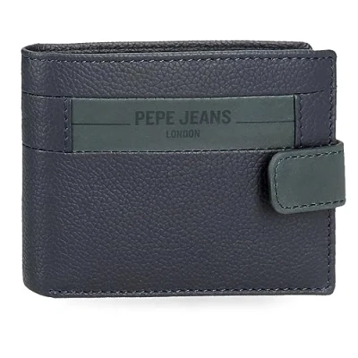 Abbildung von Pepe Jeans Checkbox Horizontale Geldbörse mit Klickverschluss, blau, 11 x 8,5 1 cm, Leder, Talla única, Brieftasche Klickverschluss