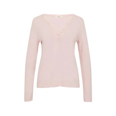 Abbildung von s.Oliver MIT Henleyausschnitt UND Flammgarnstruktur Langarmshirt, Damen, Größe: 36, Zartrosa