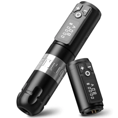 Abbildung von Ambition Soldier Rotierender Batteriestift mit zusätzlicher Batterie Tattoo Kartuschenmaschine, 2400 mAh, kabellose Stromversorgung, kernloser Motor, digitale LED Anzeige, Ausrüstung