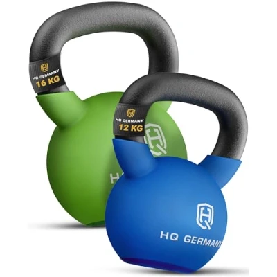 Abbildung von HQ Germany® Neopren Kettlebell Vollguss 2 32kg Starter Sets ±2,0% Gewichtstoleranz, Gewicht:+Starter Set (12+16KG)