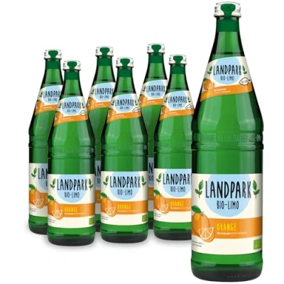 Abbildung von Landpark Bio Limo Orange 12 x 750 ml in Glasflaschen keine künstlichen Farbstoffe Aromen oder Konservierungsstoffe und sind laktose glutenfrei Orangenlimonade