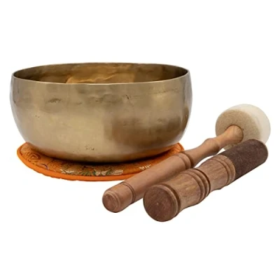 Abbildung von Nepal Klangschale I Handgeschmiedet für Meditation, Yoga &amp; Entspannung 700 800 g Inkl. Zubehör Fair Trade aus