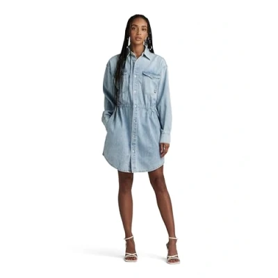 Abbildung von G Star Relaxed Drawcord Jeanskleid, Damen, Größe: Large, Sun faded blue mist