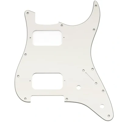 Abbildung von Musiclily Pro 11 Löcher ST Schlagbrett HH Gitarren Pickguard mit Runde Ecke 2 Unbedeckter Humbucker Potis Aussparungen für Fender Squier Strat Style E Gitarre, 3 lagig Aged White