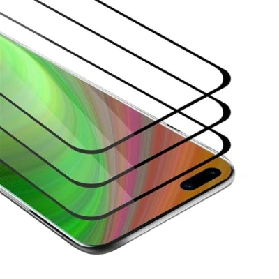 Abbildung von Cadorabo 3x Vollbild Panzer Folie kompatibel mit Huawei P40 PRO / PRO+ Schutzfolie in TRANSPARENT SCHWARZ 3er Pack Gehärtetes (Tempered) Display Schutzglas 9H Härte 3D Touch