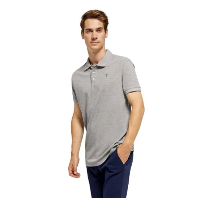 Abbildung von Polo Club Poloshirt für Herren Baumwolle Langarm Grau Meliert Regular Fit Kurzarm Basic Polohemd Männer Golf Shirt