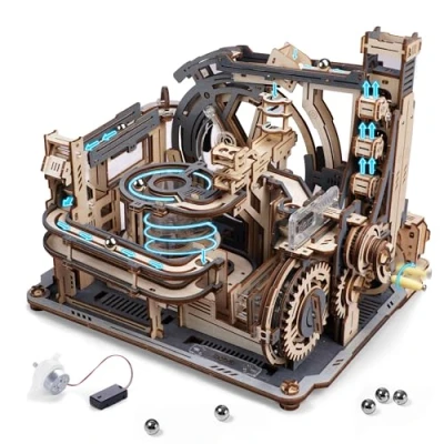 Abbildung von ROKR 3D Puzzle Erwachsene Elektrische Kugelbahn,Marble Spaceport Wooden Puzzle,Night City 2.0,Geschenkidee für Männer(LGC01)