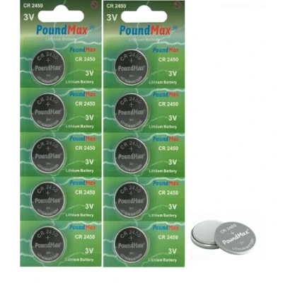 Abbildung von PoundMax 2450 CR2450 DL2450 3 V Lithium Knopfzelle, 10 Stück