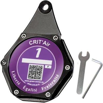 Abbildung von Vignettenhalter Motorrad, Schutz für Offizielle Grüne Umweltplakette, Schutzhülle, Halterung Vignette, Motiv Crit Air/Offizielle wasserdicht, Motorrad,Quad,Scooter