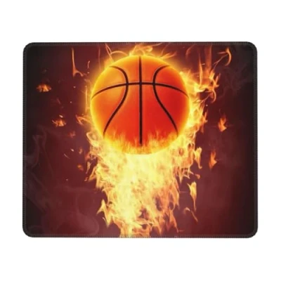 Abbildung von Basketball bedrucktes Gaming Mauspad, Computer Tastatur Schreibtischunterlage mit rutschfester Gummiunterseite und genähtem Rand für Zuhause, Büro, Gaming, Arbeit