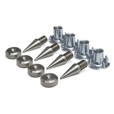 Abbildung von Precisiongeek Edelstahl M6 Lautsprecher Spikes Box, mit Einschlagmuttern und 16mm Unterlagen