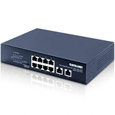Abbildung von Intellinet 561402 Gigabit Ethernet Switch 8 Ports Poe+ mit 2 RJ45 Uplink