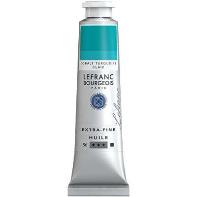 Abbildung von Lefranc Bourgeois 405094 extra feine Ölfarbe in Künstlerqualität aus hochwertigen Pigmenten, lebendige Farben, hohe Lichtechtheit, 40ml Tube Kobalttürkis Hell