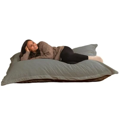 Abbildung von bananair Sitzsack XXL aus Cordstoff Breit Gerippt für Kinder &amp; Erwachsene Weich, Bequem und Maschinenwaschbarer Bezug mit Füllung, Bean Bag, Bodensofa, Puff (180 x 140 cm, Dunkelgrau)