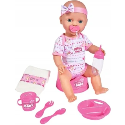 Abbildung von Simba 105039005 New Born Baby Puppe, für Kinder ab 3 Jahren, Spielpuppe mit Funktionen, kann trinken und Pipi machen, 8 Teile, Babypuppe &amp; Zubehör
