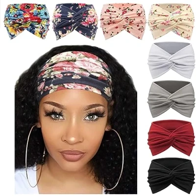 Abbildung von DRESHOW 8 Stück Damen Stirnbänder Kopfband Haarband Elastische Weiche Stirnband für Alltag Yoga Sport Fitness