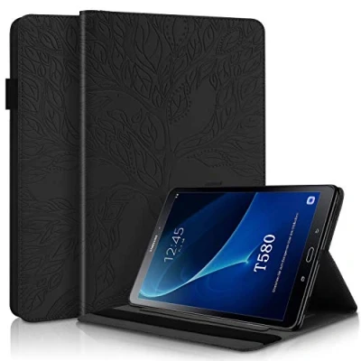 Abbildung von Succtop Hülle Samsung Galaxy Tab A Schutzhülle PU Leder Taschehülle Flip Brieftasche Stand Tablet mit Kartenschlitz Stifthalter für 2016 10.1 Zoll SM T580 / T585 Schwarz