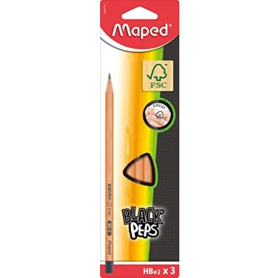 Abbildung von Maped M850011 Bleistifte Black&#039;Peps, HB, 3 Stück, naturholz, Stück (1er Pack)