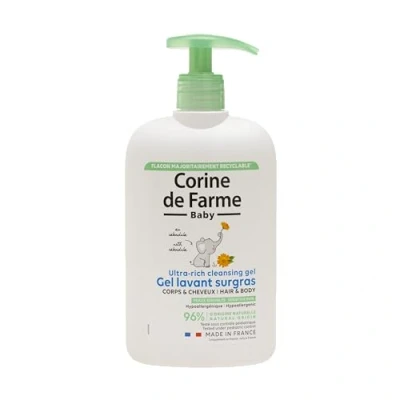 Abbildung von Corine de Farme rückfettendes Waschgel für Babys mit Ringelblume Körper und Haar hypoallergen, empfindliche Haut hergestellt zu 100% in Frankreich 500 ml