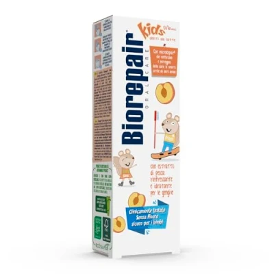 Abbildung von Biorepair, Zahnpasta Kids 0 6 Jahre Pfirsich, für Kinder, ohne Fluorid Geschmack Antikaria, gesundes Zahnfleisch, Format 50 ml