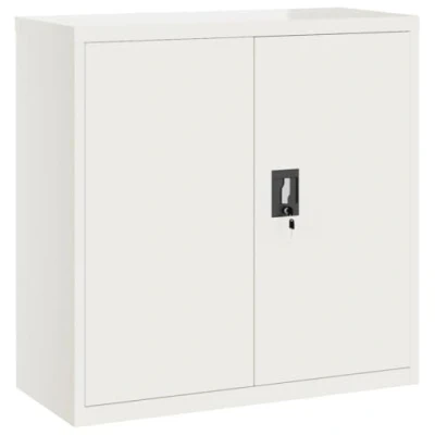 Abbildung von vidaXL Aktenschrank, Büroschrank mit Einlegeboden, Abschließbar Metallschrank Schrank Türen, Aufbewahrungsschrank Büromöbel, Weiß Stahl