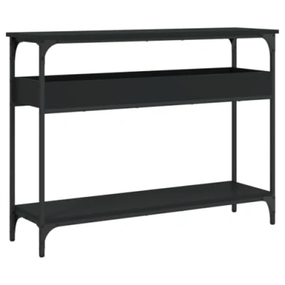 Abbildung von SDWEHO7 Schmal Konsolentisch mit Ablage, Moderner Flurtisch Eingangstisch Beistelltisch Hinter dem Sofa, Sofatisch für Wohnzimmer Flur, Ablage Schwarz 100x29x75cm Holzwerkstoff