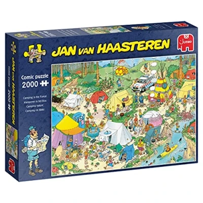 Abbildung von Jumbo Puzzles 19087 Camping im Wald 2000 Teile Puzzlespiel, Mehrfarben