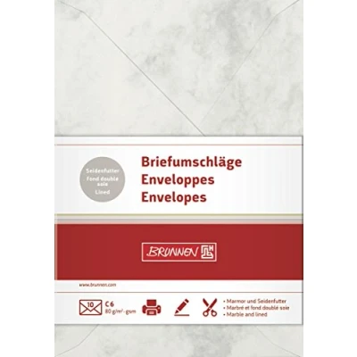Abbildung von 5 x Brunnen Briefumschläge Marmor C6 Seidenfutter 80g/qm grau VE=10 St