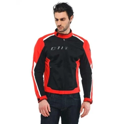 Abbildung von Dainese Hydraflux 2 Air D Dry Jacket, Motorradjacke Sommer mit Abnehmbarem Wasserdichtem Futter, Herren, Schwarz/Lava Rot, 44