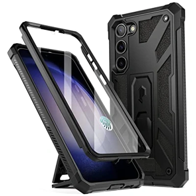 Abbildung von POETIC Spartan Hülle Kompatibel mit Galaxy S23+ Plus 5G 6,7 Zoll, Eingebauter Displayschutz Arbeit Fingerabdruck ID, Ganzkörper Robuste Stoßfeste Schutzhülle Kickstand Matt Schwarz