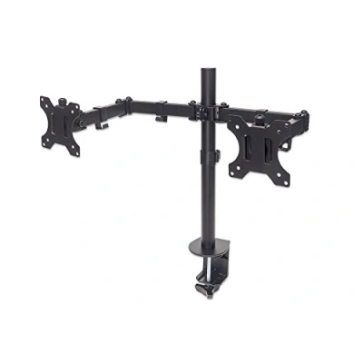 Abbildung von Manhattan 461528 Tischhalterung mit Monitorarm für zwei Displays von 13 Zoll bis 32 zu 8 kg zweifach schwenkbar schwarz